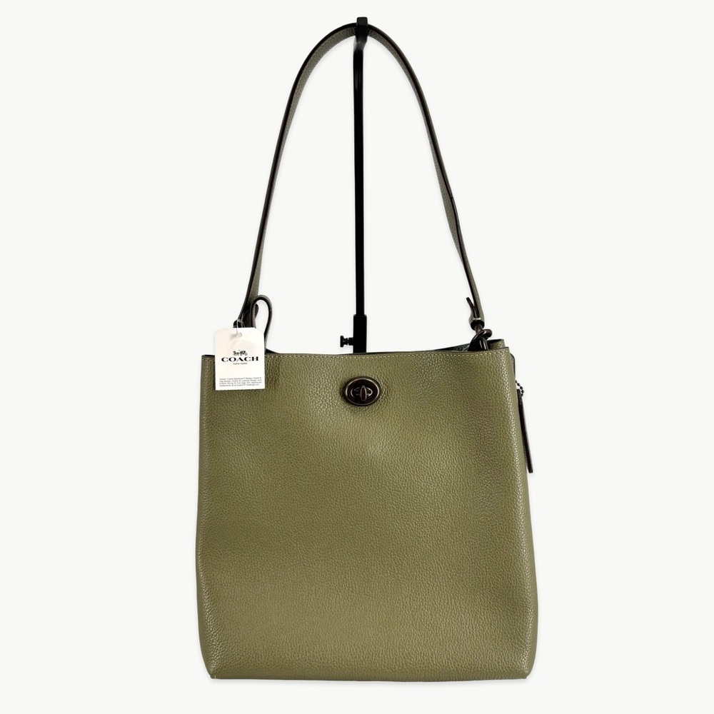 Coach Charlie Bucket 21 Crossbody Pebbled Leather Light Fern Green New Classic